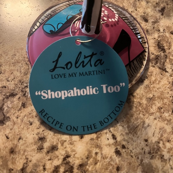 NWT Lolita Shopaholic Too Hand Painted Martini Glass in Original Box - Picture 11 of 15